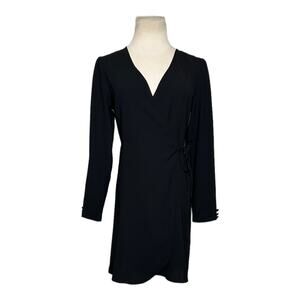Topshop black long sleeves wrap mini dress size 4